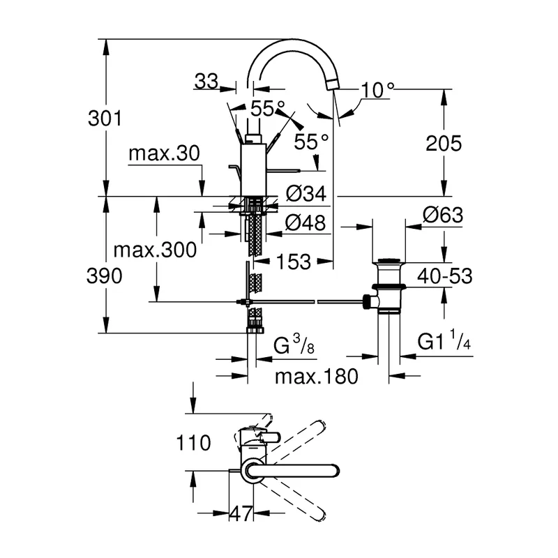 Grohe Eurosmart Cosmopolitan Basin Mixer (32830000)
