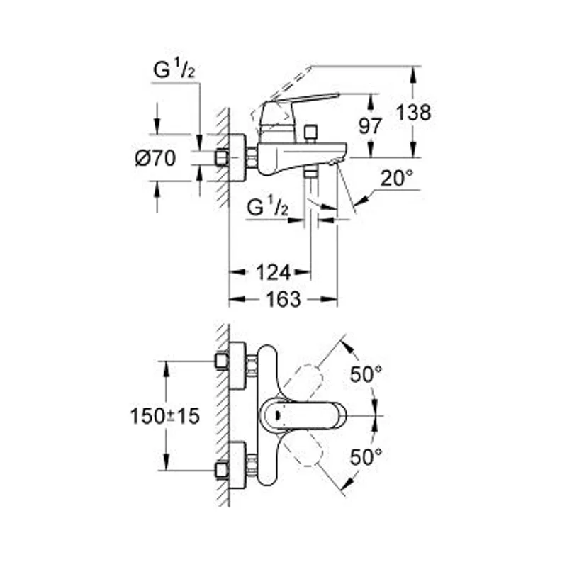 Grohe 32831000 Eurosmart Cosmopolitan Bath Mixer