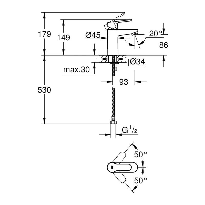 Grohe BauEdge Basin Mixer (32858000)