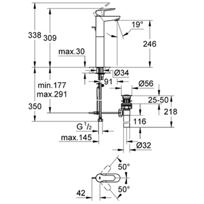 Grohe BauEdge Tall Basin Mixer (32860000)