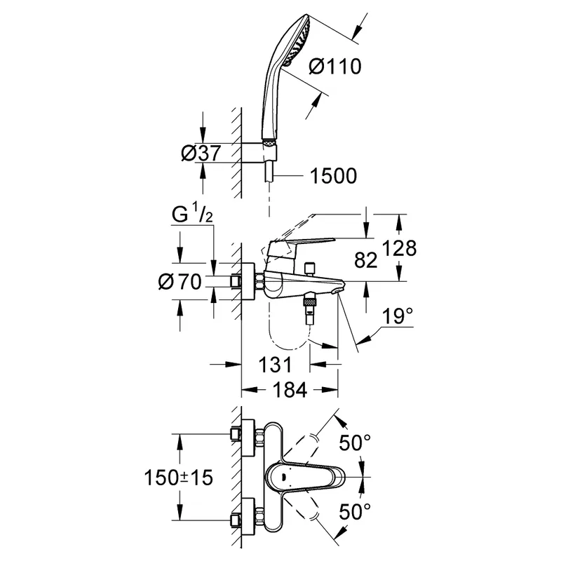 Grohe 33395002 Bath Shower Mixer