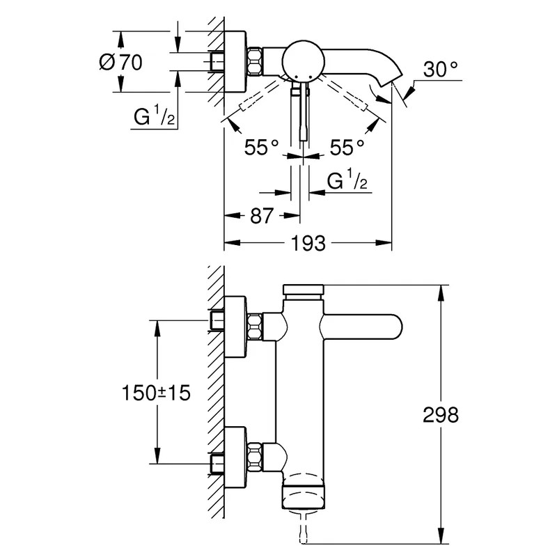 Grohe 33624001 Bath Shower Mixer