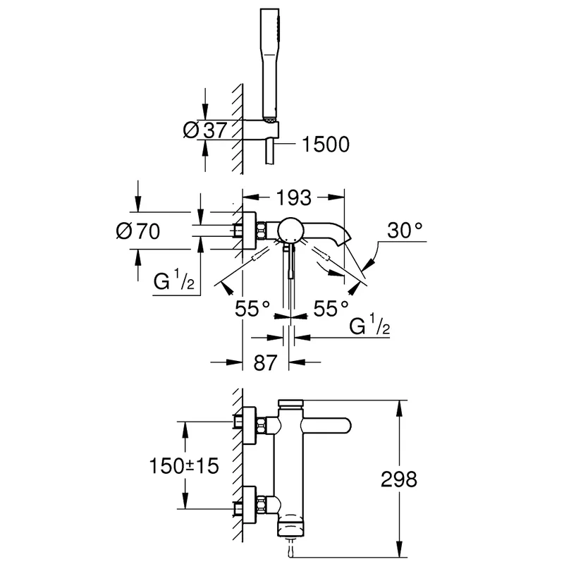 Grohe 33628001 Bath Shower Mixer
