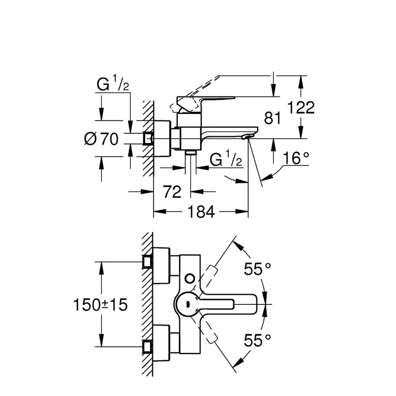 Grohe Lineare Exposed Bath & Shower Mixer (33849001)