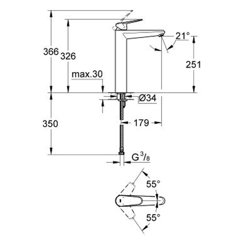 Grohe Eurodisc Cosmopolitan Basin Mixer (GH23432000)