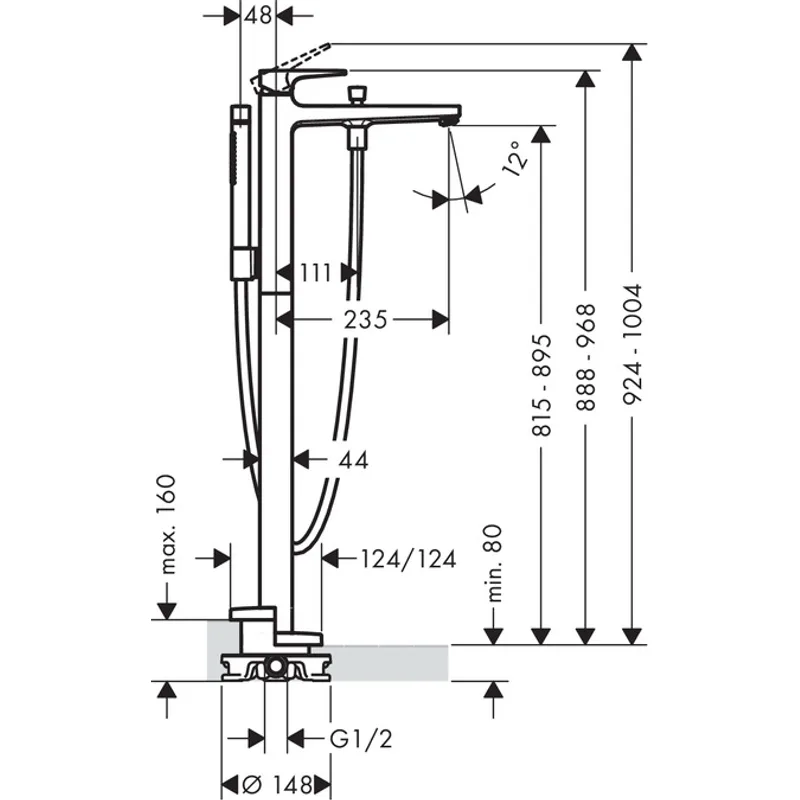 Hansgrohe Metropol Floor Standing Bathtub Mixer (HG74532000)