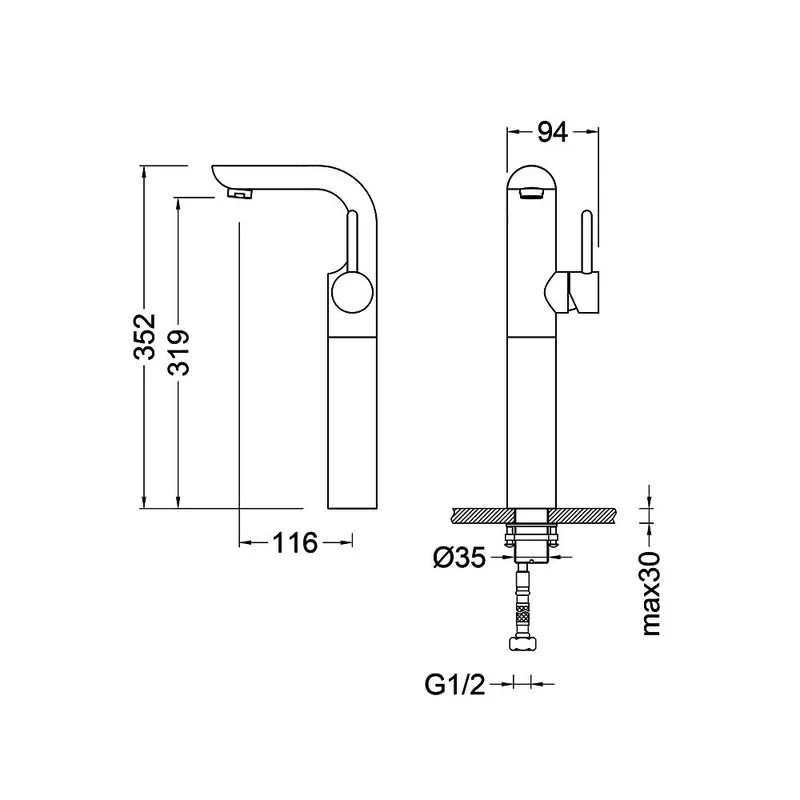 Pozzi Tall Basin Mixer (E921L)