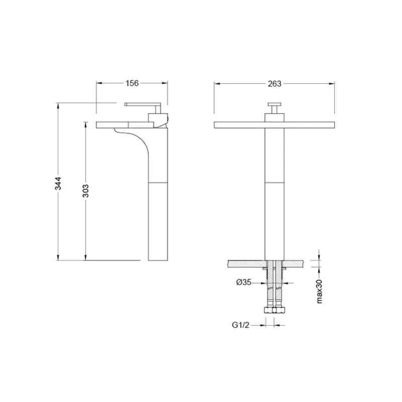 Pozzi Y921L Tall Basin Mixer
