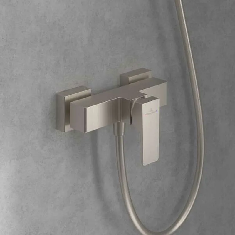 Villeroy & Boch Architectura Square Single-lever Shower Mixer (TVS12500100064, Brushed Nickel)