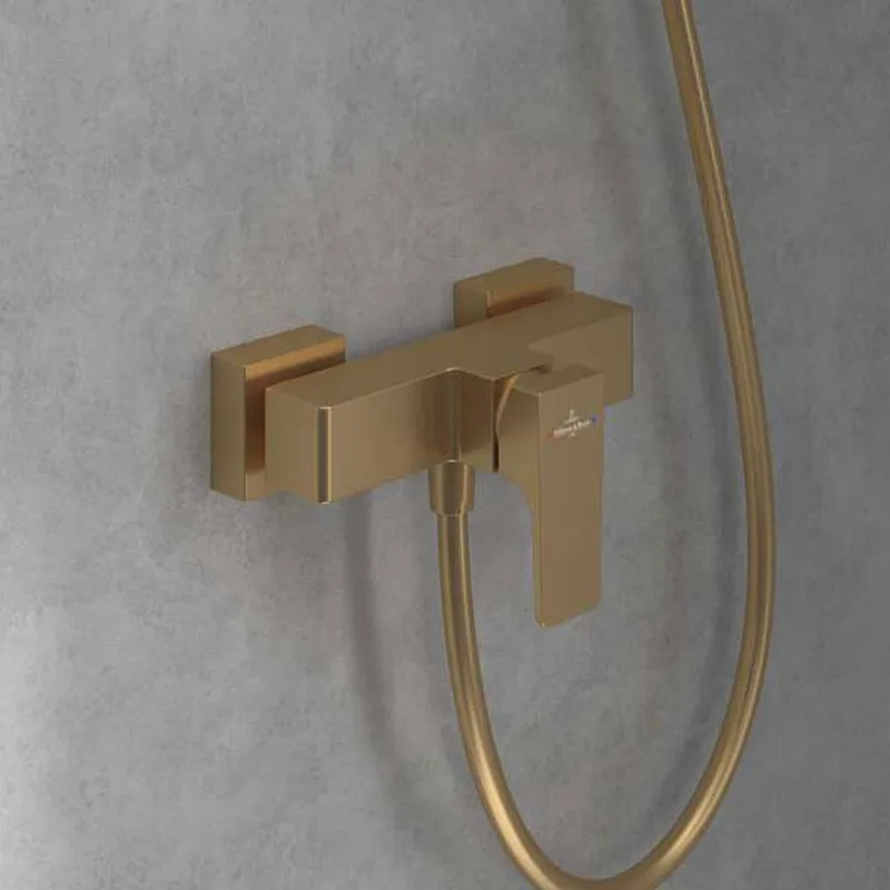 Villeroy & Boch Architectura Square Single-lever Shower Mixer (TVS12500100076, Brushed Gold)