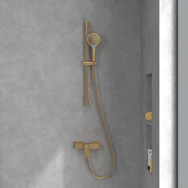 Villeroy & Boch Architectura Square Single-lever Shower Mixer (TVS12500100076, Brushed Gold)