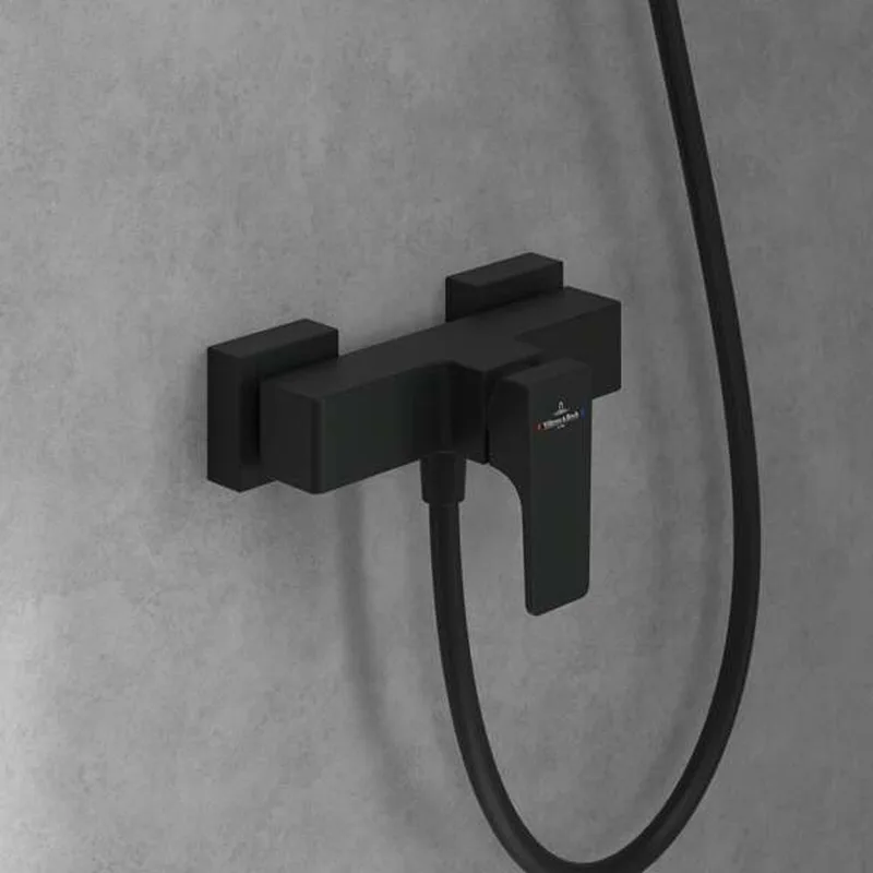 Villeroy & Boch Architectura Square Single-lever Shower Mixer (TVS125001000K5, Matt Black)