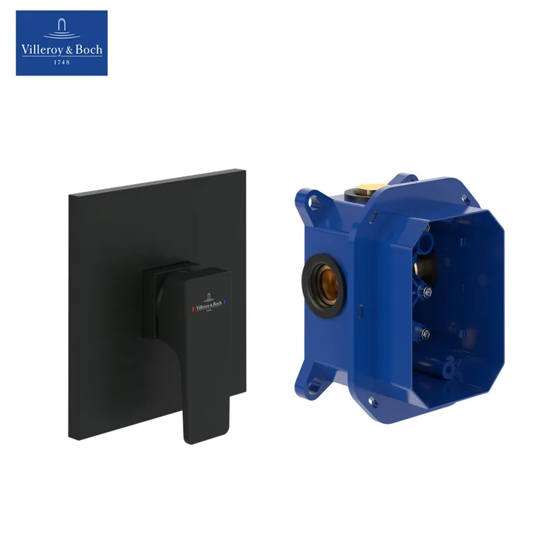 Villeroy & Boch Architectura Square Concealed Shower Mixer (TVS125002000K5+TVS00035100000, Matt Black)