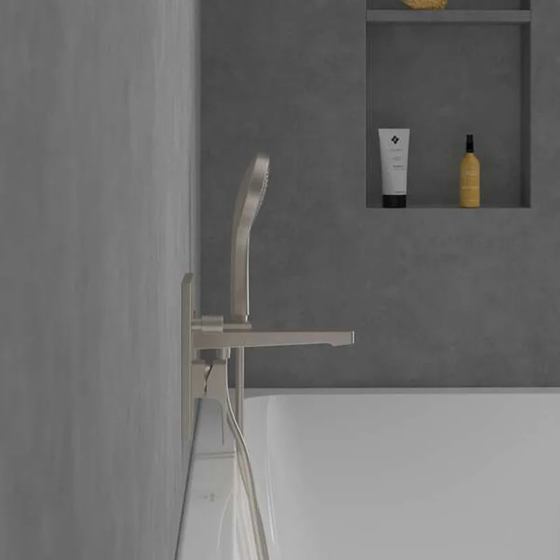 Villeroy & Boch Architectura Square Concealed Bath & Shower Mixer (TVS12500300064+TVS00035100000, Brushed Nickel)