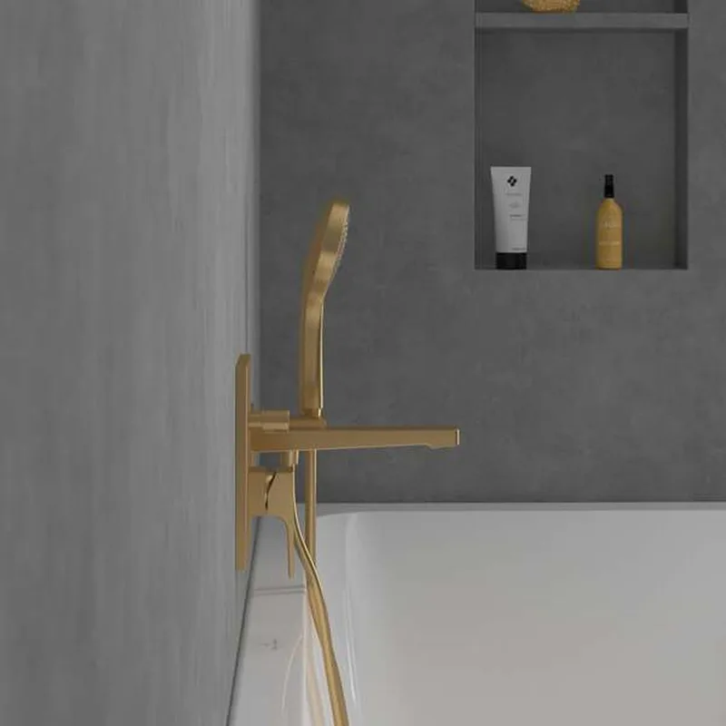 Villeroy & Boch Architectura Square Concealed Bath & Shower Mixer (TVS12500300076+TVS00035100000, Brushed Gold)