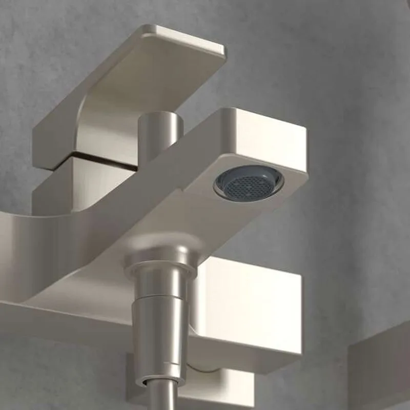 Villeroy & Boch Architectura Square Single-lever Bath & Shower Mixer (TVT12500100064, Brushed Nickel)