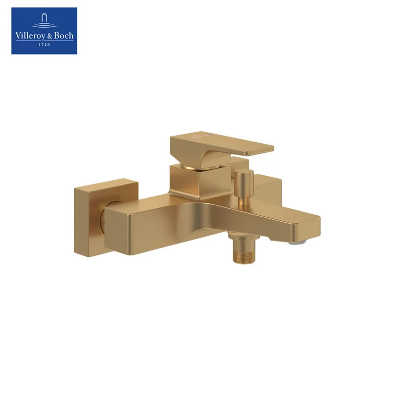 Villeroy & Boch Architectura Square Single-lever Bath & Shower Mixer (TVT12500100076, Brushed Gold)