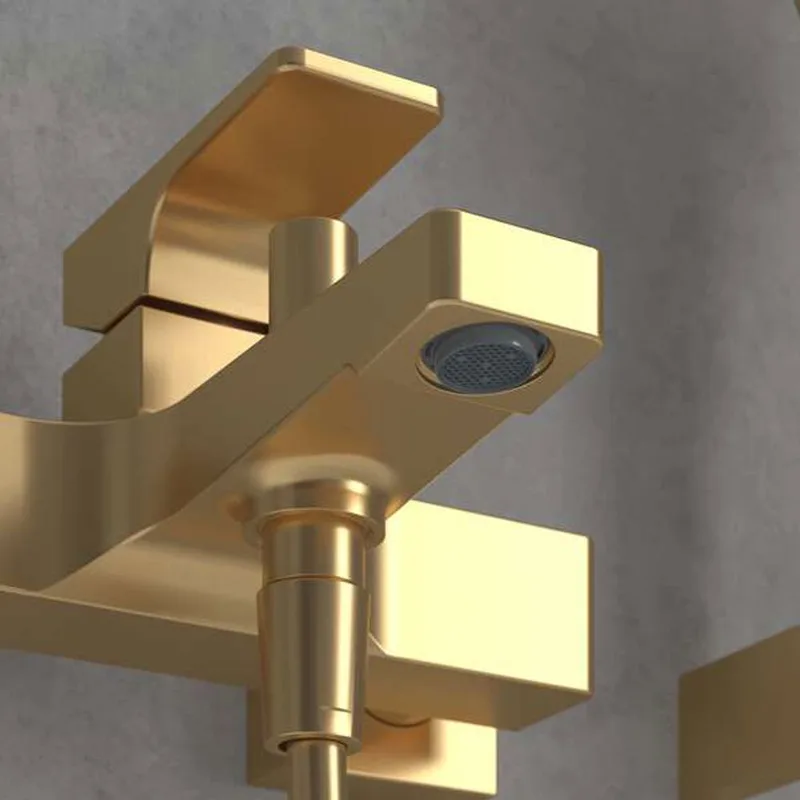 Villeroy & Boch Architectura Square Single-lever Bath & Shower Mixer (TVT12500100076, Brushed Gold)