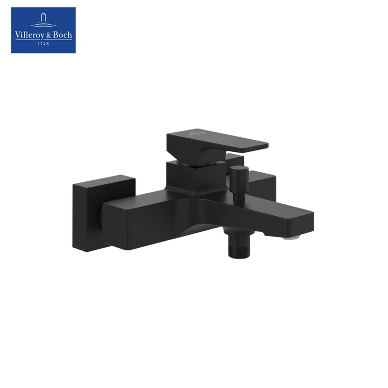 Villeroy & Boch Architectura Square Single-lever Bath & Shower Mixer (TVT125001000K5, Matt Black)