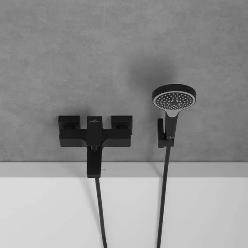 Villeroy & Boch Architectura Square Single-lever Bath & Shower Mixer (TVT125001000K5, Matt Black)