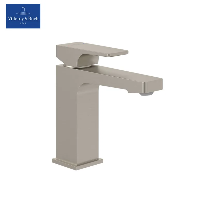 Villeroy & Boch Architectura Square Single-lever Basin Mixer (TVW12500100064, Brushed Nickel)