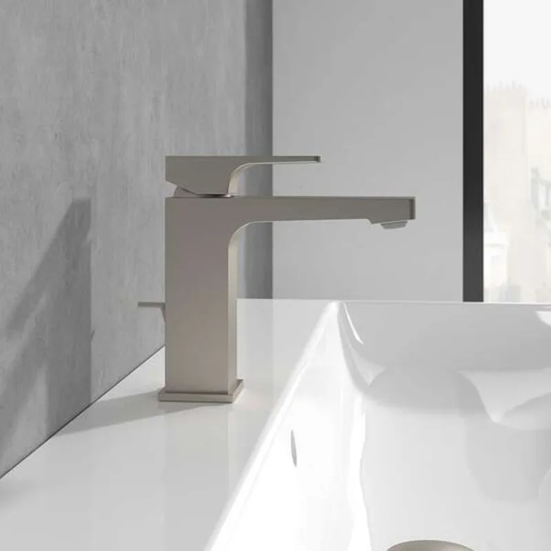 Villeroy & Boch Architectura Square Single-lever Basin Mixer (TVW12500100064, Brushed Nickel)