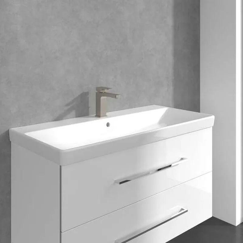 Villeroy & Boch Architectura Square Single-lever Basin Mixer (TVW12500100064, Brushed Nickel)