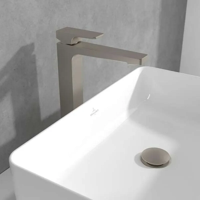 Villeroy & Boch Architectura Square Single-lever Tall Basin Mixer (TVW12500200064) (Brushed Nickel)