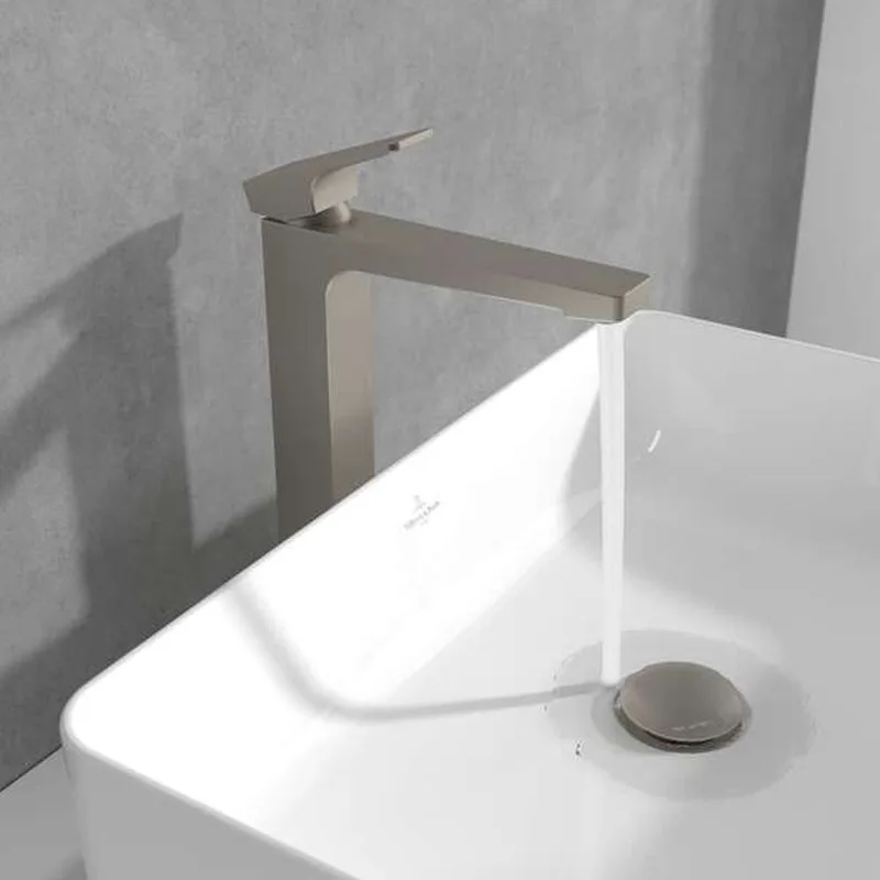 Villeroy & Boch Architectura Square Single-lever Tall Basin Mixer (TVW12500200064) (Brushed Nickel)