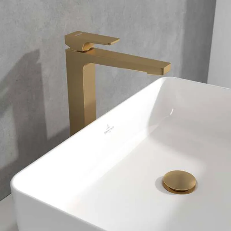 Villeroy & Boch Architectura Square Single-lever Tall Basin Mixer (TVW12500200076) (Brushed Gold)