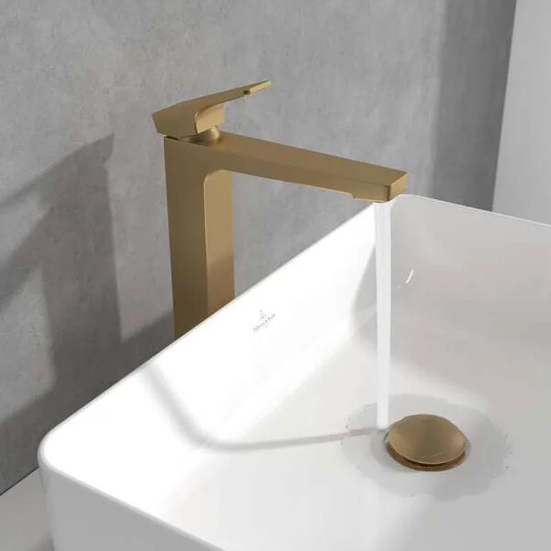 Villeroy & Boch Architectura Square Single-lever Tall Basin Mixer (TVW12500200076) (Brushed Gold)