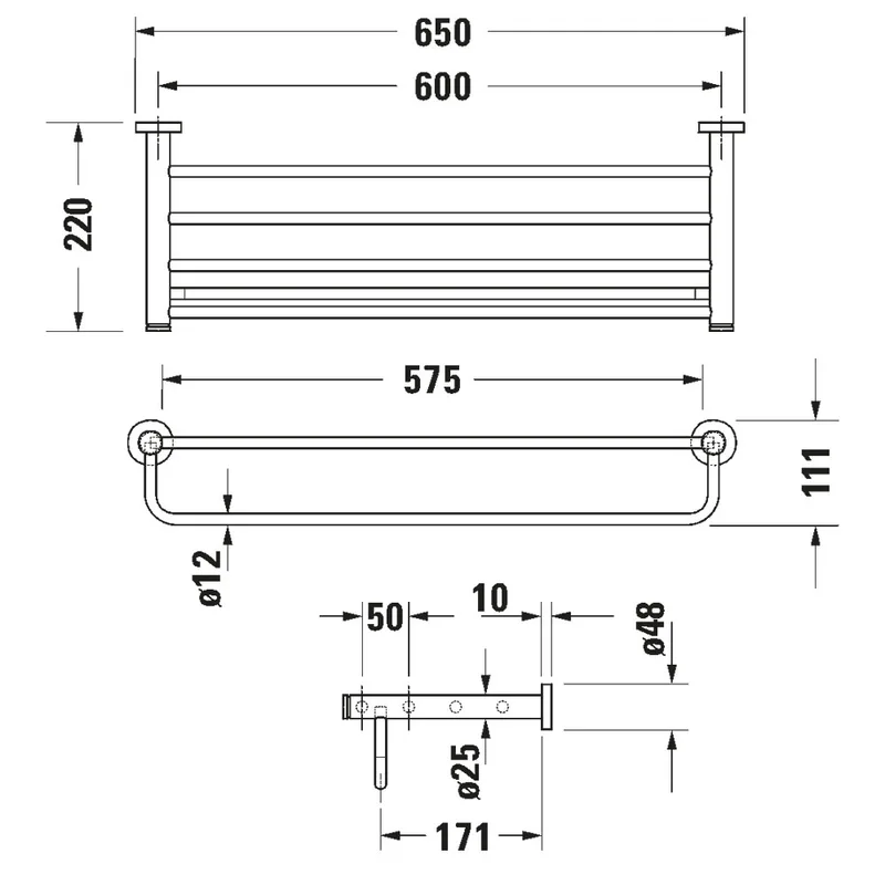 Duravit 009925 D-Code Towel Shelf