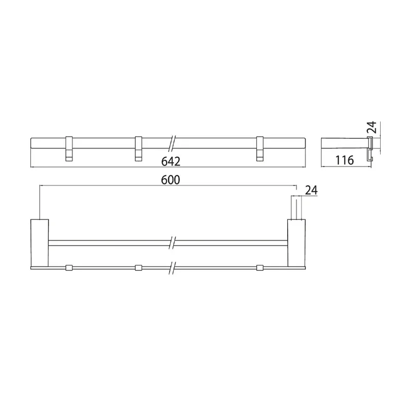 EMCO Loft 0561-001-60 Double Towel Bar (642mm)