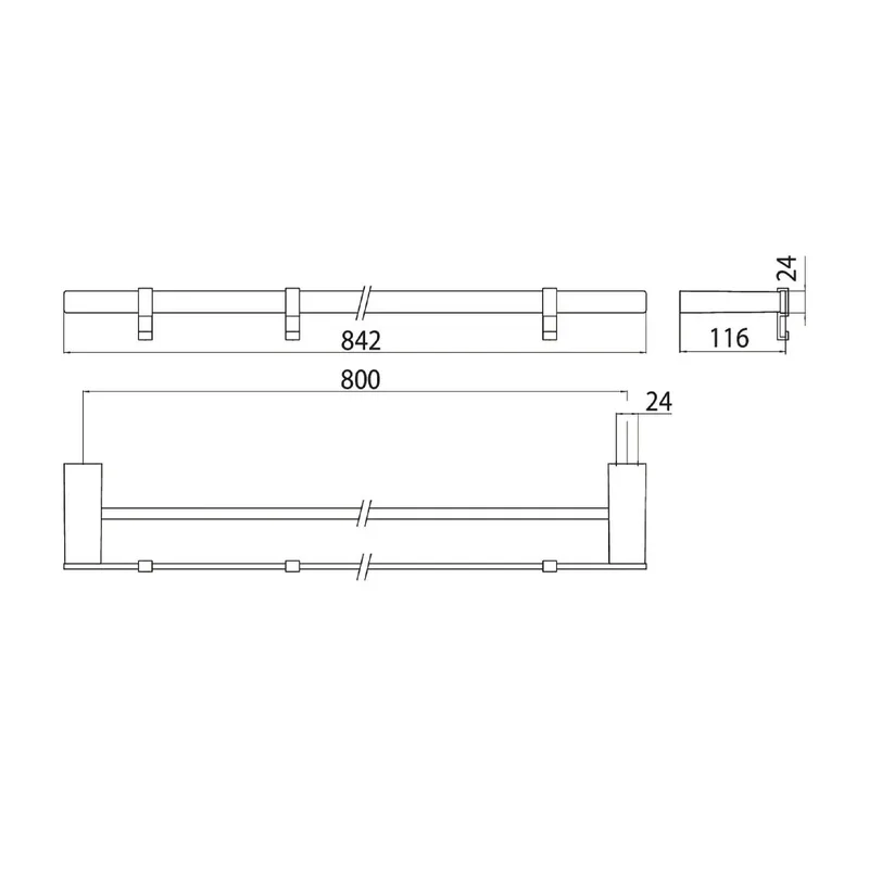 EMCO Loft 0561-001-80 Double Towel Bar (842mm)