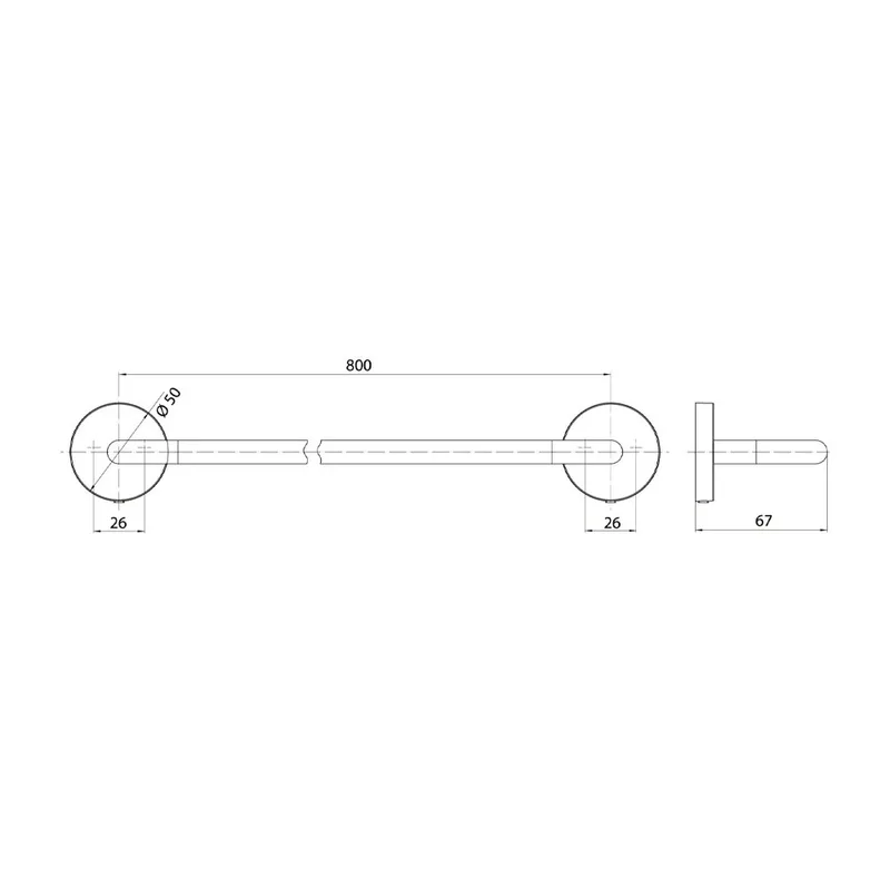 EMCO Round 4360-001-80 Single Towel Bar (800mm)