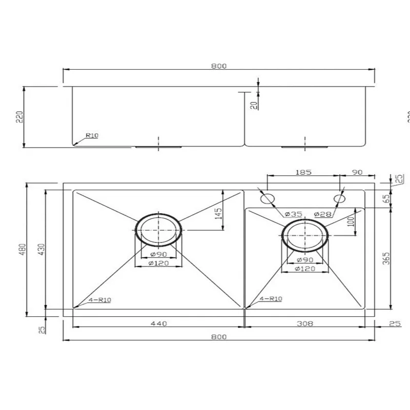 APL-R8048 Stainless Steel Kitchen Sink