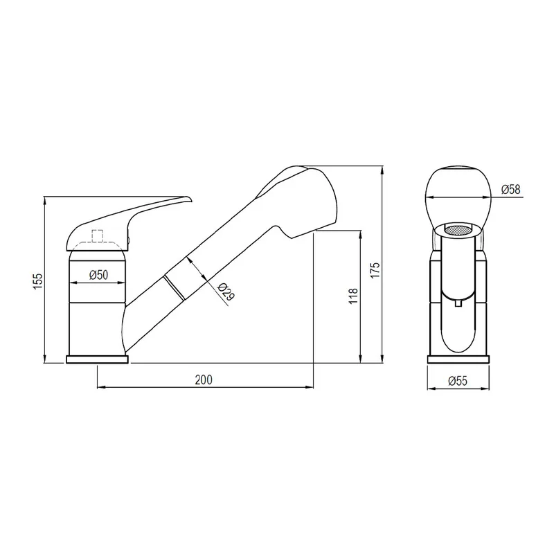 Arino T-6066-3 Pull-Out Sink Mixer (Chrome Finish)