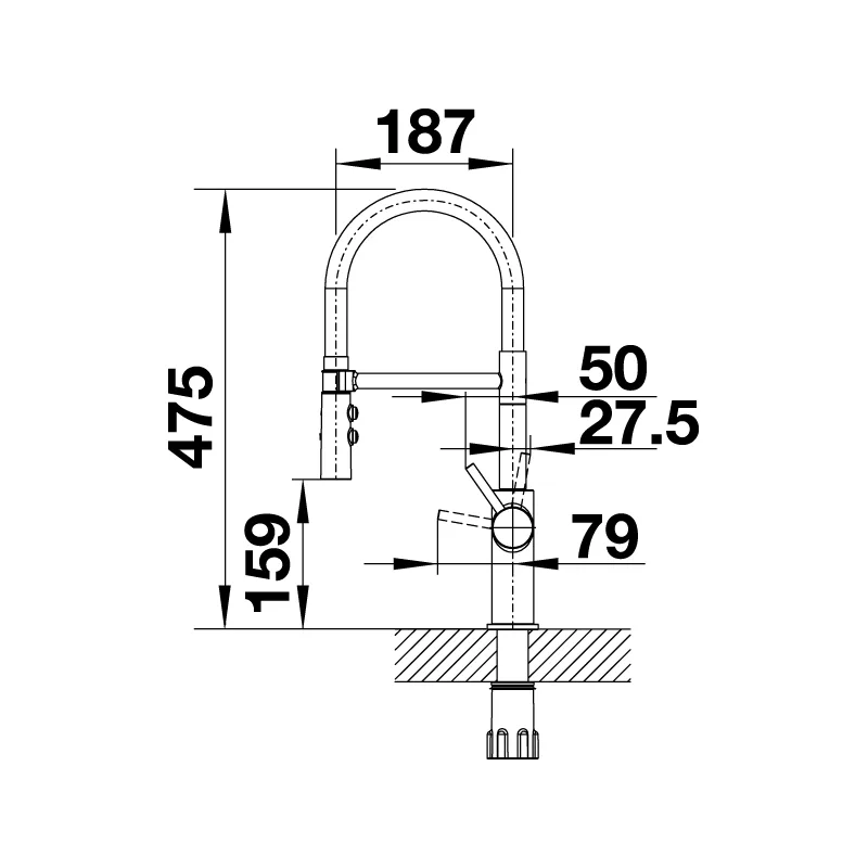 BLANCO CATRIS-S FLEXO Kitchen Sink Mixer with Flexible Spout (PVD Steel)