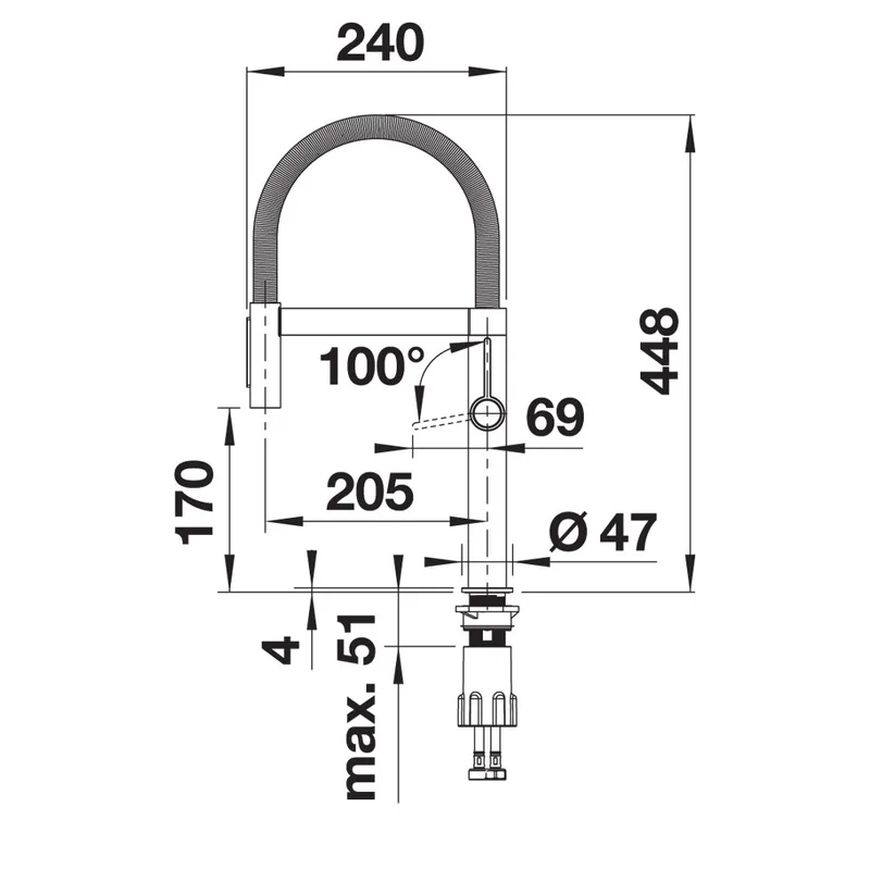 Blanco Culina-S II Mini Sink Mixer with Flexible Hose (PVD Steel)