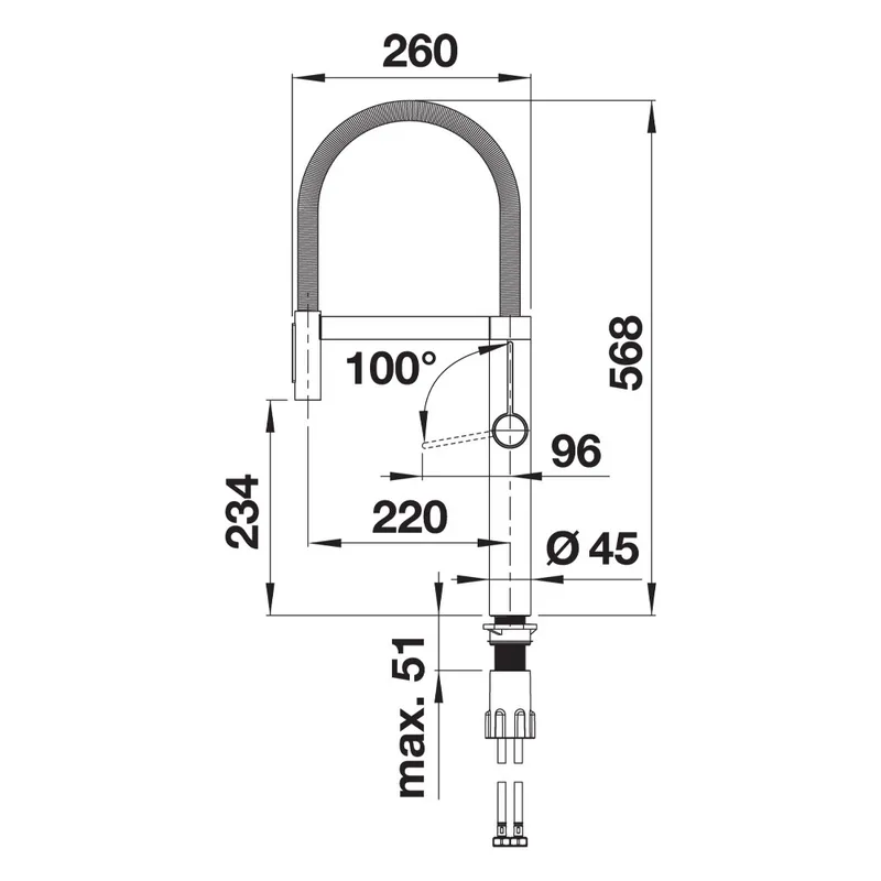 Blanco Culina-S II Sink Mixer with Flexible Hose (Satin Platinum)