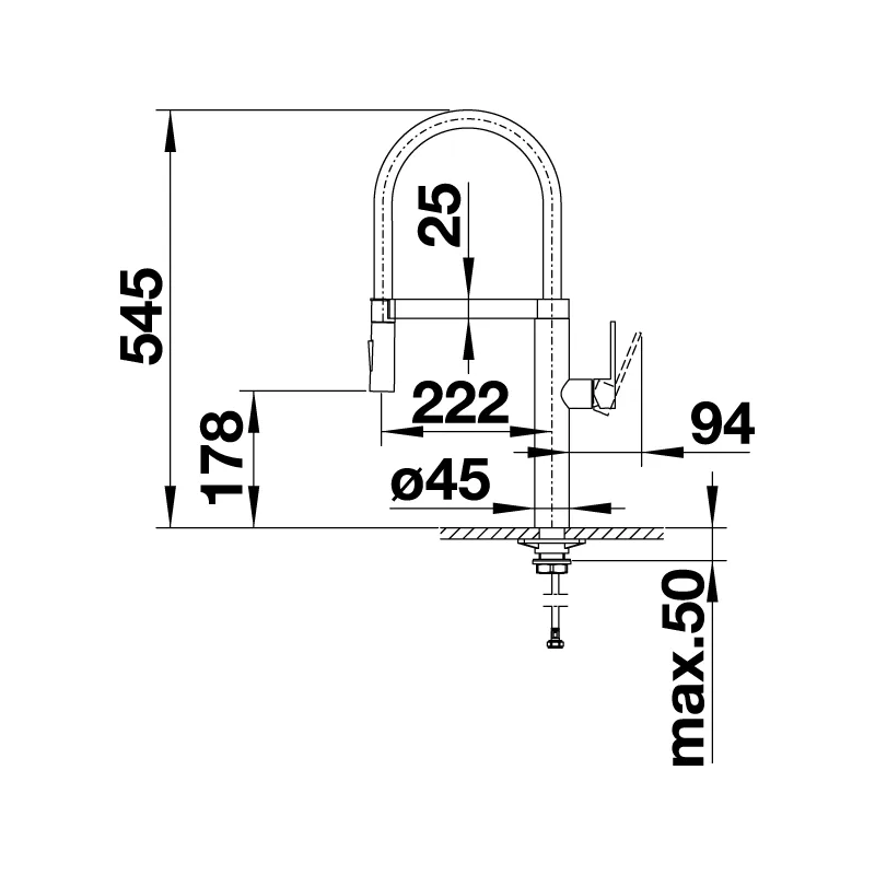 BLANCO CULINA-S Kitchen Sink Mixer with Flexible Spout (Stainless Steel)