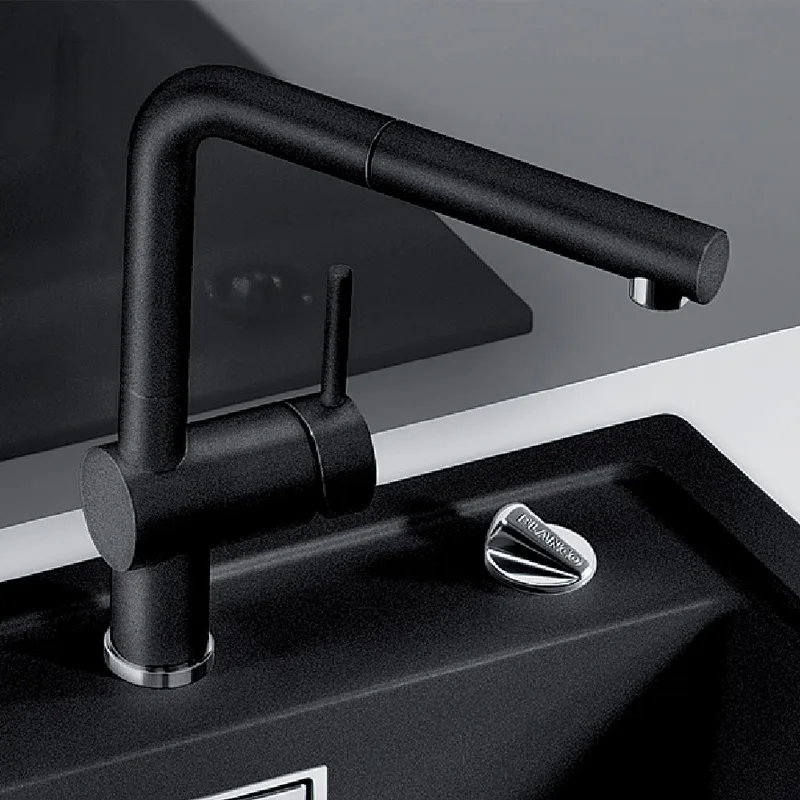 BLANCO LINUS-S Kitchen Sink Mixer with Pull-Out Spout (Black Matt)