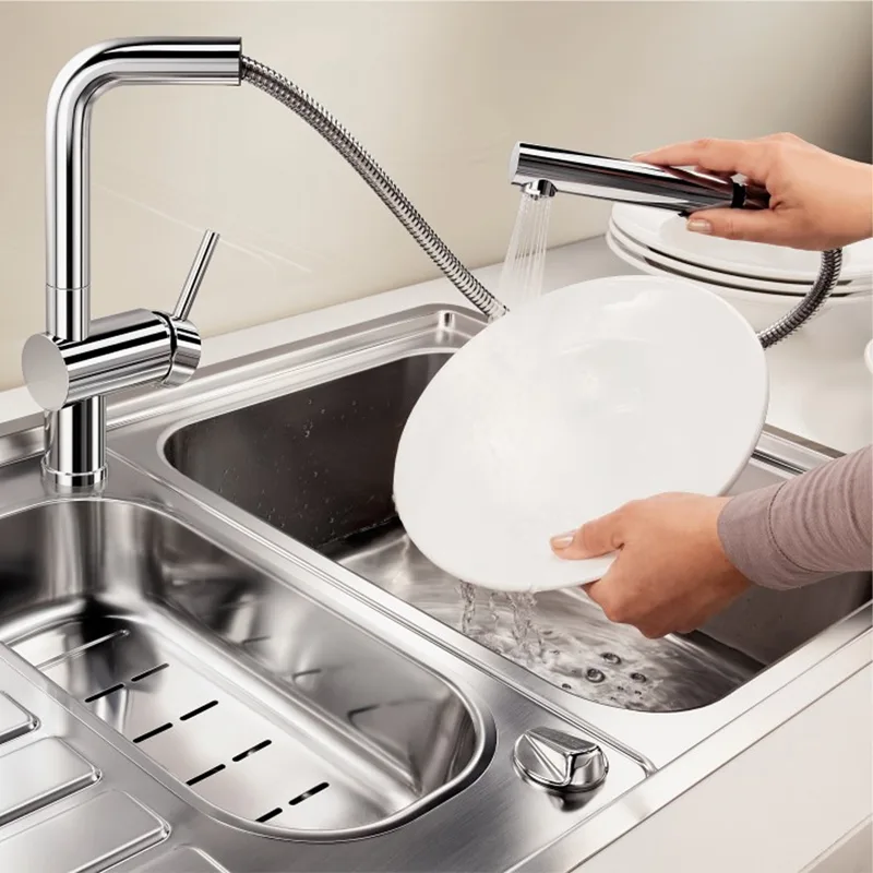 BLANCO LINUS-S Kitchen Sink Mixer with Pull-Out Spout (Chrome)