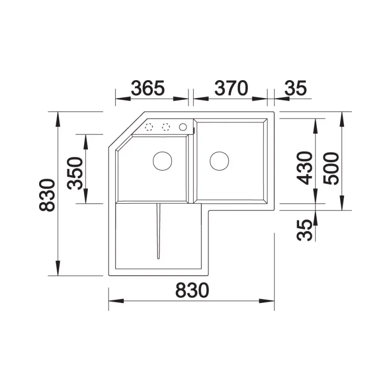 BLANCO Metra 9E Corner Sink (Black)