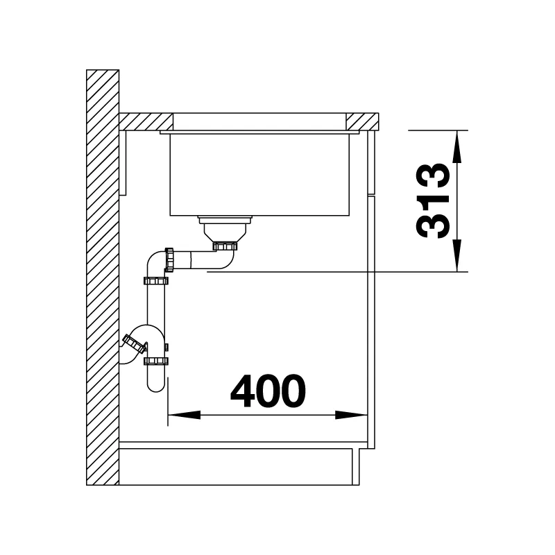 BLANCO Subline 400-U Undermount Sink (Rock Grey)