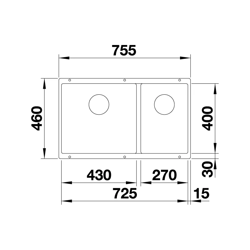 BLANCO Subline 430/270-U Undermount Sink (Black)