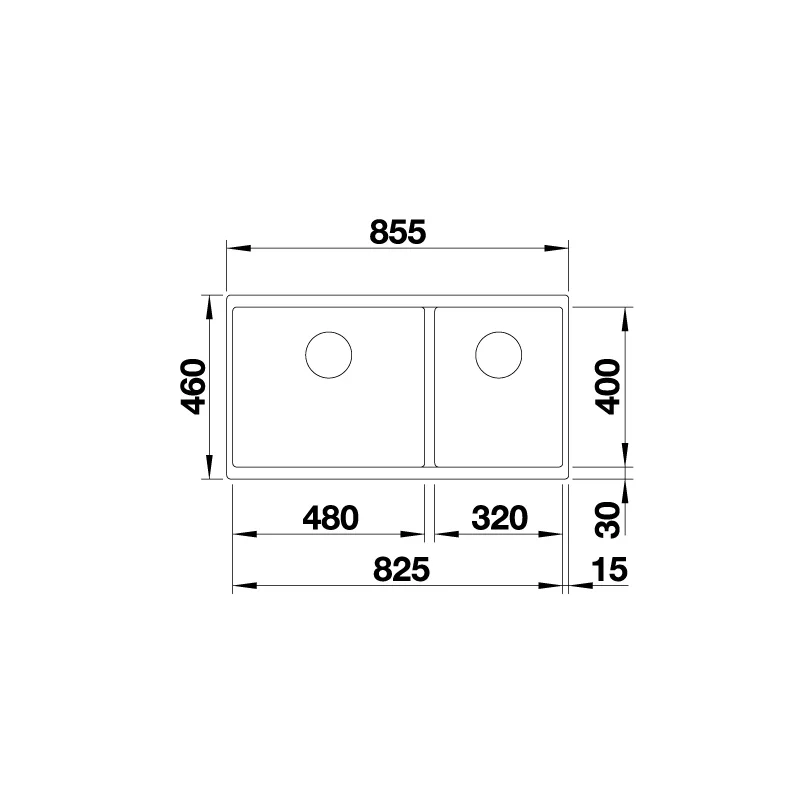 BLANCO Subline 480/320-U Undermount Sink (Black)