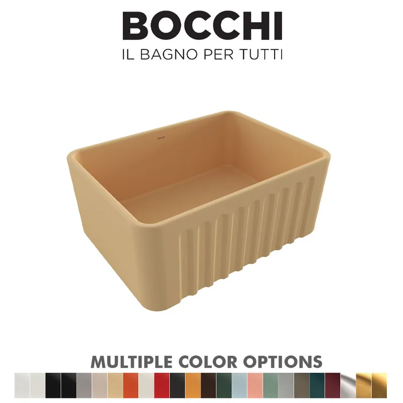 BOCCHI 1099-011-0120 Lavello Decorated Fireclay Kitchen Sink (Matt Cashmere)