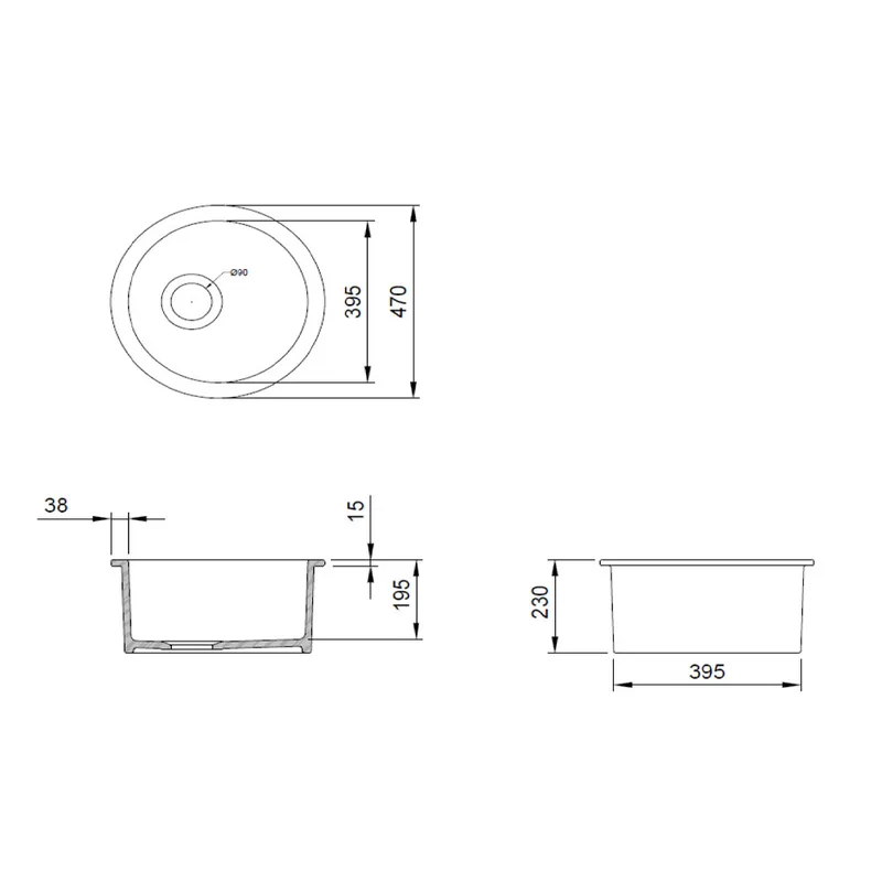 BOCCHI 1361-004-0120 Sotto Fireclay Kitchen Sink (Matt Black)