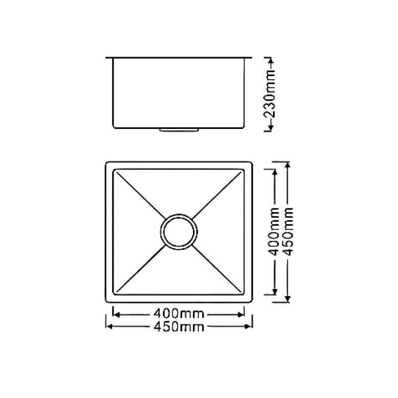 Boshsini BSQ-4545-NHC Nano + Honeycomb Stainless Steel Sink
